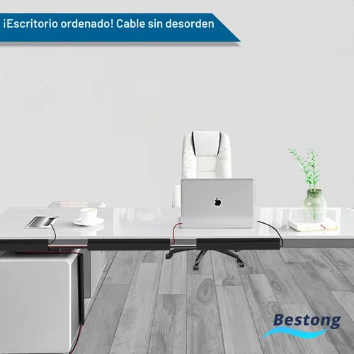 Vista 8 de Paquete de 6 organizadores de cables de canal J para escritorio, organizador de cables adhesivo