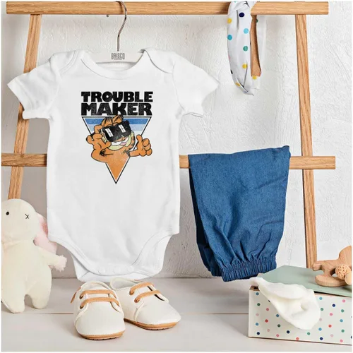 Vista 3 de Brisco Brands Divertido mameluco de dibujos animados de Garfield Troublemaker para niños o niñas