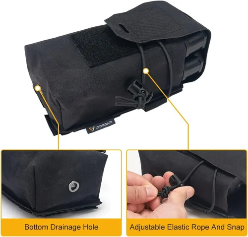 Vista 5 de IDOGEAR Bolsa doble para cargador de 0.219 in, para rifle, Molle, doble pila, multicamuflaje, portador de revistas, airsoft, caza, tiro, bolsa