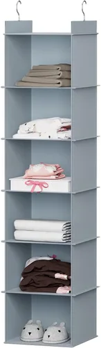 Vista 10 de YOUDENOVA Organizador colgante de armario, 4 estantes colgantes para armario, color beige