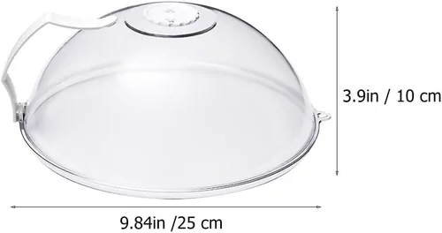 Vista 2 de Cubierta de salpicaduras para microondas con cúpula – Tapa de cubierta de alimentos – Protector transparente antisalpicaduras con asa Protector