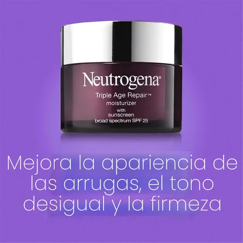 Vista 4 de Neutrogena Triple Age Repair Hidratante Facial - con Tecnología Hexinol y Vitamina C, Crema Facial Antiarrugas con SPF 25, Reduce Visiblemente