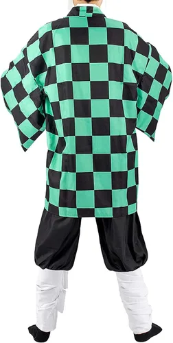 Vista 3 de 7006 Disfraz de kimono de cosplay de Tanjiro para cosplay, Halloween, color verde