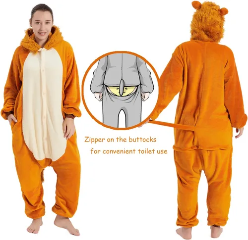 Vista 5 de Pijama de franela de una pieza para disfraz de Halloween, diseño de animal