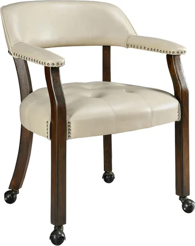 Vista 11 de LEEMTORIG Sillas de comedor con ruedas y brazos, Sillas de comedor con ruedas, Sillas de mesa de póker, Sillas de madera maciza Boss Caption's Patas