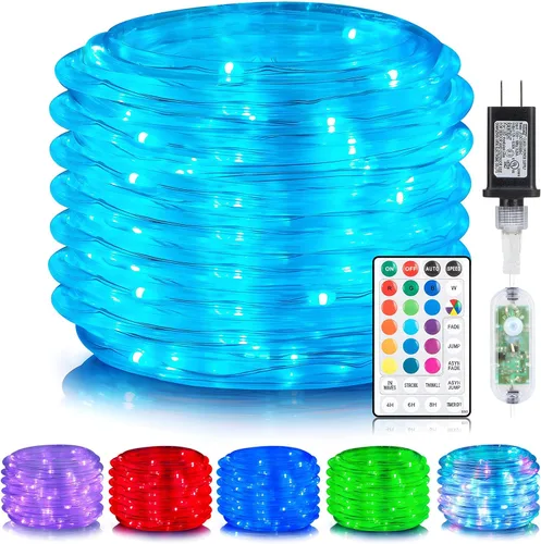 Vista 8 de ANJAYLIA Cuerda de luces solares de 33 pies con 100 luces LED para exteriores, impermeable, funciona con energía solar con 8 modos para exteriores