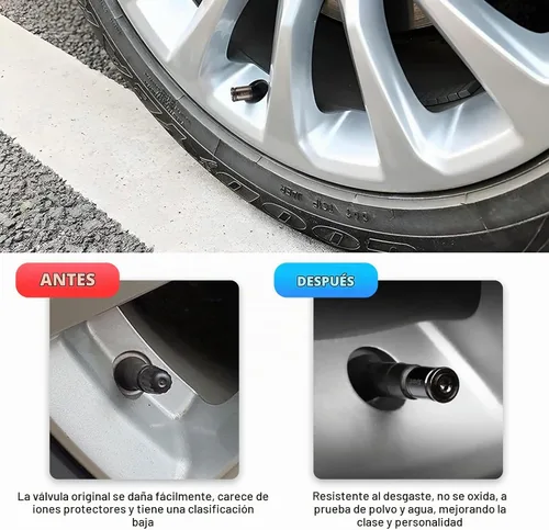 Vista 3 de Dickno 4 piezas tapas de vástago de válvula de neumático de coche con cierre, cubiertas antirrobo para vástago de válvula de rueda automática