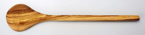 Vista 4 de Naturally Med - Cuchara de cocina de madera de olivo de 12". Hecho a mano en Túnez. Cuchara para sartenes antiadherentes. Cuchara de cocina