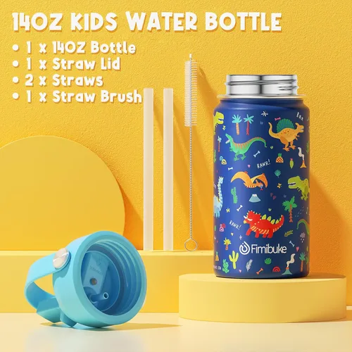 Vista 7 de Fimibuke Lonchera Bento para niños – Caja de aperitivos Bento para niños pequeños con 3 compartimentos, botella de agua aislada de acero inoxidable