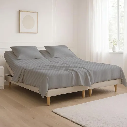 Vista 26 de NON Sticky cotton Juego de sábanas de 4 piezas para cama ajustable con números de sueño, 100% algodón egipcio, cabezal flexible de 34 pulgadas, se