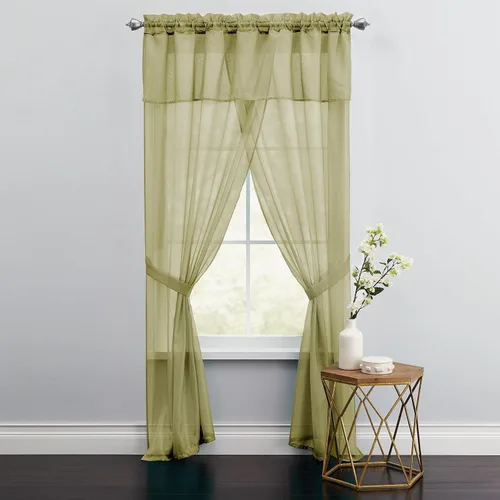 Vista 12 de BrylaneHome BH Studio - Juego de cortinas de gasa transparente de 5 piezas, 60 pulgadas de ancho y 63 pulgadas de largo, hojas de otoño