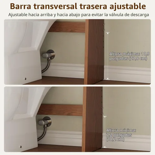 Vista 6 de Over The Toilet Storage Cabinet,Wood Organizer with Barn Door Walnut