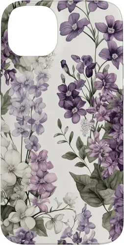 Vista 15 de White Violet Purple Lavender Lilac Floral Funda de flores botánicas para iPhone 17