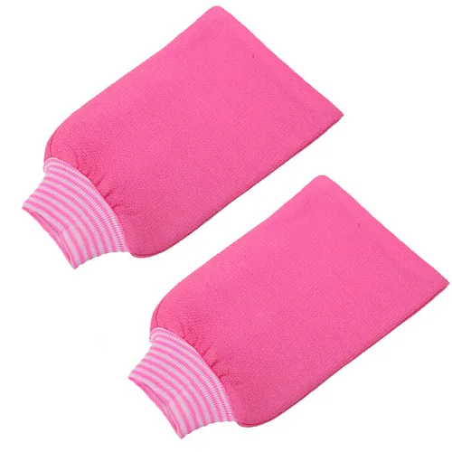 Vista 10 de Paquete de 2 guantes exfoliantes para toallas de baño Guantes de ducha grandes Elimina la piel muerta Doble cara disponible Hombres Mujeres
