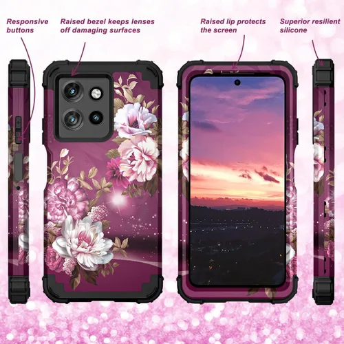 Vista 5 de Hocase Funda para Moto G 2026, Moto G Power 2025, protección resistente a prueba de golpes, protección de goma de silicona suave, funda protectora