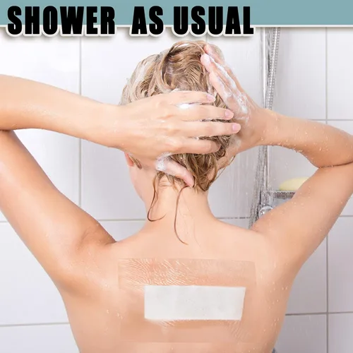 Vista 3 de Nuanchu 50 unidades de vendaje de cuidado posterior de tatuajes impermeable película transparente aderezo ducha parche impermeable elástico cinta