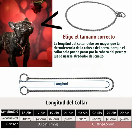 Vista 3 de Collar de Perro de Alta Resistencia, Collar de Perro Deslizante con Eslabones de Serpiente, Antióxido, 39.4cm-74.9cm, Negro/Oro/Plata/Oro Rosa