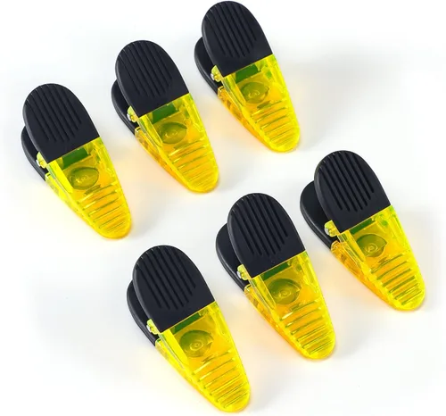 Vista 7 de Juego de clips magnéticos de plástico para refrigerador de 3-1/4 pulgadas de longitud, clips multiusos, juego de 6 (azul)