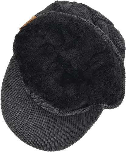 Vista 4 de Gorro de punto para hombre con visera Skullcap Cadet Newsboy Cap Ski Winter Hat