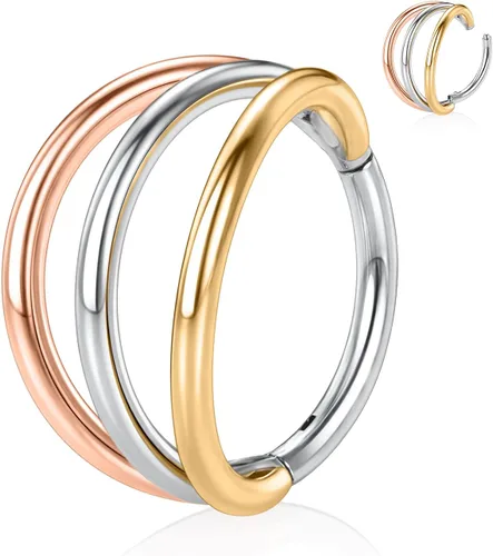 Vista 17 de Anillo Clicker de Acero Quirúrgico 316L para Tabique Nasal, Aro para Nariz, Aro Durmiente, Pendiente de Aro, Hélix, Rook, Conch, Cartílago, Daith
