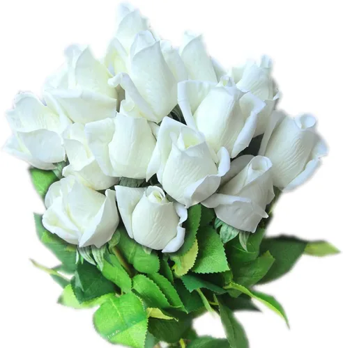 Vista 7 de 12 capullos de rosas artificiales de aspecto real, 22 pulgadas de tacto real, flor artificial de diseño realista con pétalos de tacto real, brote