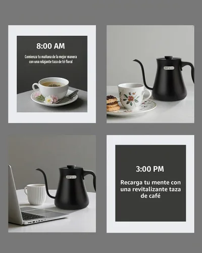 Vista 7 de INFOOD Hervidor eléctrico de cuello de cisne de 0.8L, control de temperatura preciso para café de goteo y té, ebullición rápida de agua de 1200W