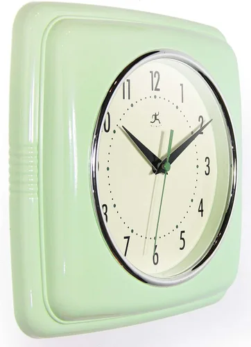 Vista 4 de Infinity Instruments Reloj de pared retro, reloj cuadrado de 9 pulgadas, silencioso sin tictac, moderno de mediados de siglo, reloj de cocina, reloj