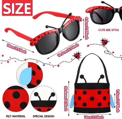 Vista 4 de Janmercy Kit de disfraz de alas de mariquita para mujeres, niños, Halloween, mariquita, niñas, adultos, accesorios de cosplay para fiesta