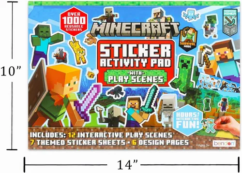 Vista 6 de Minecraft Stickers Giant Activity Pad for Kids - 1000+ Sticker Book 11"x14