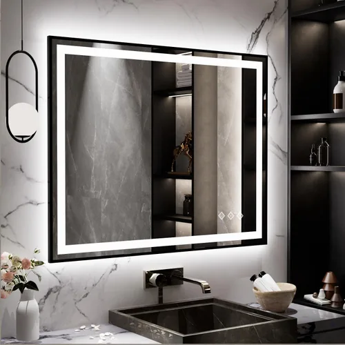 Vista 39 de Espejo LED para baño de 20 x 28 pulgadas con frente degradado y luz LED, espejo retroiluminado para baño, 3 colores, CRI > 90, espejo de baño