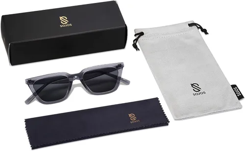 Vista 6 de SOJOS Gafas de sol polarizadas cuadradas estrechas para mujer, gafas de conducción retro de moda SJ2169