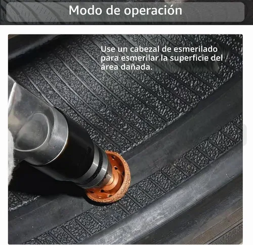 Vista 4 de Rueda de pulido de neumáticos de 2 pulgadas (1.969 in), abrasiva de grano 60 para reparación de neumáticos con adaptador de rosca de 3/8 pulgadas