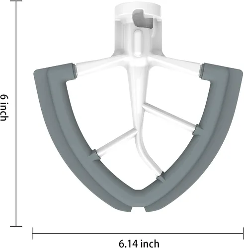 Vista 6 de Batidor de borde flexible de 4.5/5 cuartos de galón para batidora KitchenAid con cabezal inclinable, hoja fundida a presión de metal con bordes