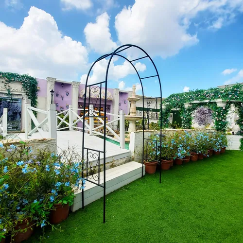 Vista 8 de Pérgola de hierro práctico, arco de árbol de jardín, arco de enrejado de metal para plantas trepadoras, vides de uva de rosas, decoración de pérgola