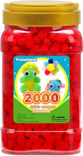 Vista 25 de Praisebank Pompones Negros - 2000 piezas, 1cm, Ideales para Artes y Manualidades, Bolas de Pompón en Frasco