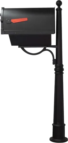 Vista 5 de Savannah - Buzón con tubo de papel con poste Ashland, buzón de aluminio negro con poste - SCS2014-SPK600-BLK