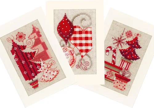 Vista 14 de Vervaco Kit de tarjeta de felicitación de punto de cruz contada 4.2 "X6" 3/Pk-Christmas Gnomos en Aida (14 unidades) -V0185078