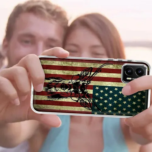 Vista 7 de Funda transparente para Motorola Moto G 5G 2023 con patrón de ciervo de bandera estadounidense para mujeres y hombres, doble capa híbrida de TPU