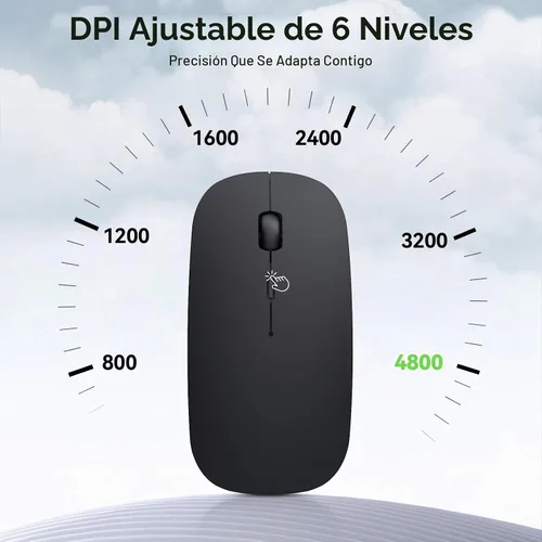 Vista 4 de TECKNET Ratón inalámbrico Bluetooth para laptop, mouse silencioso recargable (Bluetooth 5.2/3.0 y 2.4G), ultrafino, 6 niveles ajustables 4800 DPI
