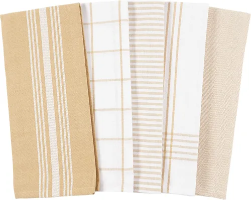 Vista 2 de KAF Home Soho - Juego de 10 toallas de cocina Toallas de té de 18 x 28 pulgadas Juego mixto suave y absorbente de toallas planas (beige)