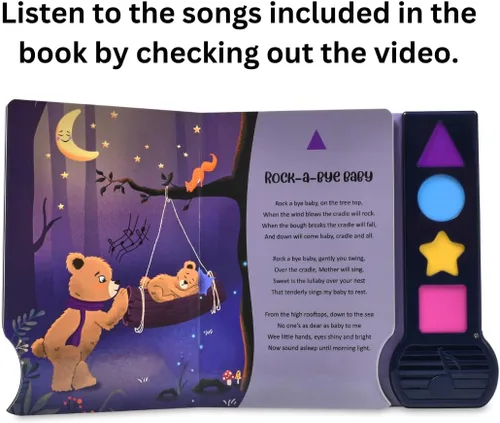 Vista 2 de Libro musical para niños pequeños con canciones de cuna, juguete interactivo, centelleante, estrellita centelleante, cantar, libro de sonido