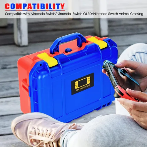 Vista 5 de YETEETH Carrying Storage Case for Nintendo SwitchSwitch OLED Model (2021), Portable Full Protection Travel Professional Deluxe Waterproof Soft