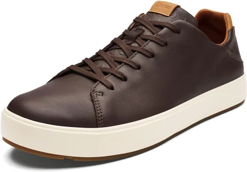 Vista 8 de OluKai Lae'ahi Li 'ILI - Tenis de vestir de cuero impermeables para hombre Blanco claro/blanco claro