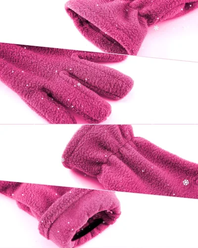 Vista 5 de 3 pares de guantes de forro polar para niños, guantes cálidos de invierno, guantes de dedos completos, guantes de bebé para niños y niñas