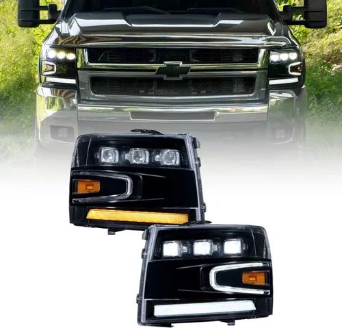 Vista 2 de Form Lighting Faros Delanteros Proyectores LED Secuenciales compatibles con Chevrolet Silverado 2007-2013 (par)