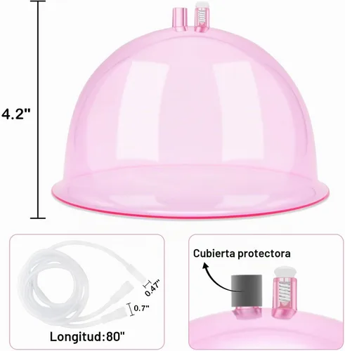 Vista 5 de weiwei Copas de terapia de vacío de glúteos en forma de L, ventosas en forma de trasero, 6.1 fl oz, accesorios para máquina de ventosas al vacío