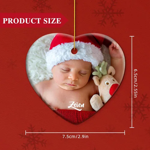 Vista 5 de iDIY Adornos de Navidad personalizados 2024 – Adornos de cerámica con texto con imagen personalizada para árboles de Navidad, adorno colgante