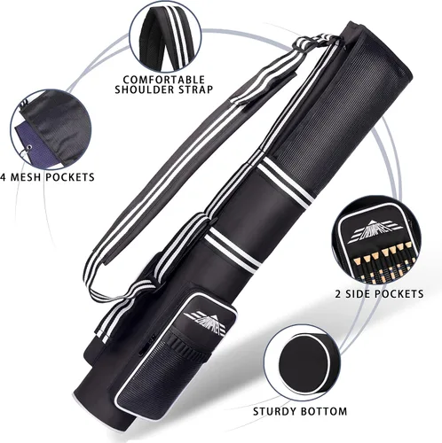 Vista 2 de Champkey Bolsa de golf profesional para el domingo (lleva de 3 a 9 palos) – 6 bolsillos de transporte y correa ajustable para golf, bolsa