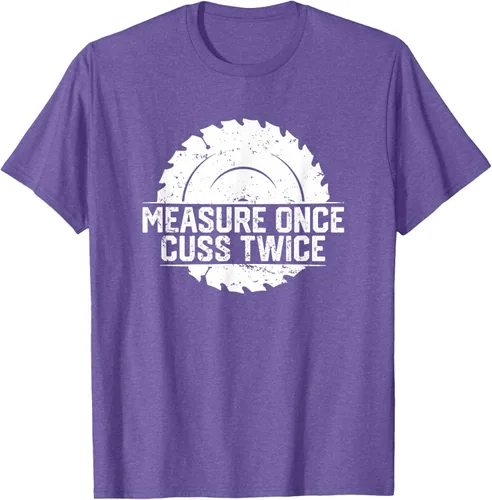 Vista 9 de Measure Once Cuss Twice, divertida camiseta de regalo para carpintería, Negro, S