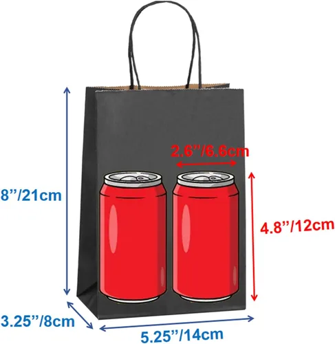 Vista 2 de 50 bolsas pequeñas de papel kraft negro con asas, bolsas de regalo de 5.25 x 3.75 x 8 pulgadas para recuerdos de fiesta, regalos de boda, regalos
